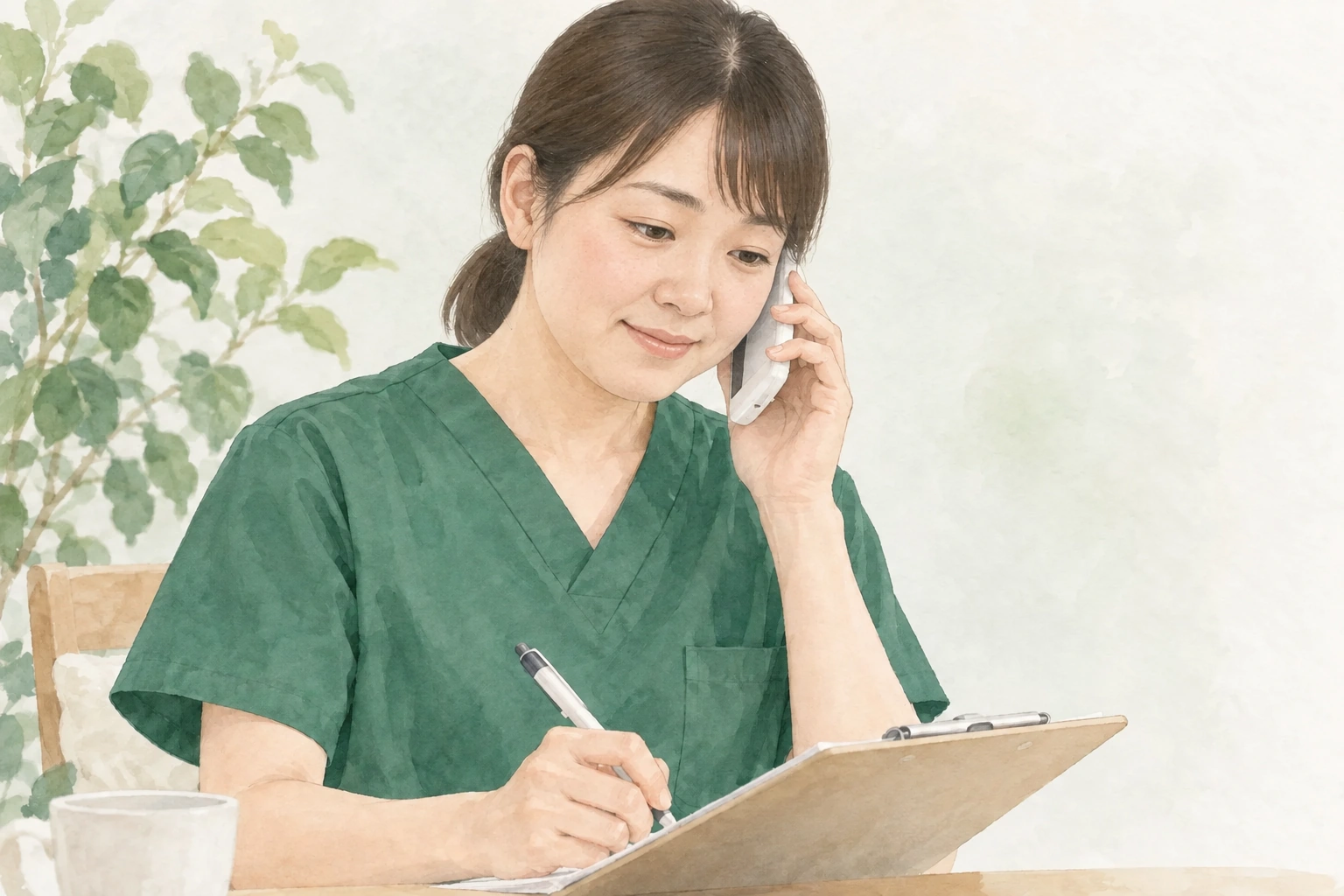 電話で相談を受けるスタッフのイメージイラスト